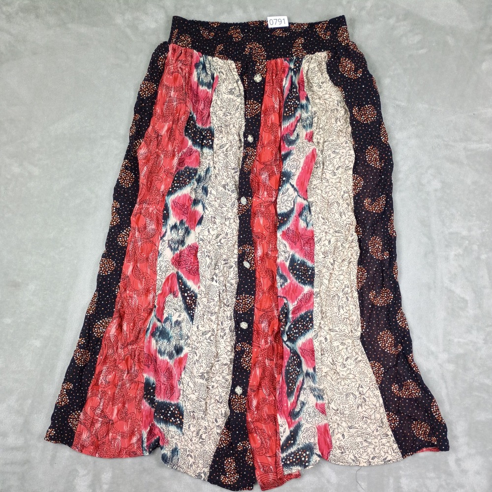 Vintage Carole Little Maxi Skirt Womens 10 Cottage Patchwork Paisley Boho 90s